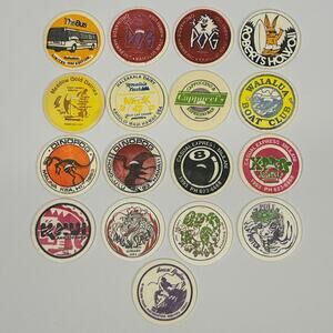 Lot of 17 Vintage 90s Hawaii Milk Caps Pogs Hawaiian Advertising Game 1993